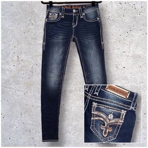 Rock Revival Women's Yui Jeans Size 26 27x31 Skinny Embroidered Pockets